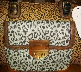 JESSICA SIMPSON LEOPARD/BROWN SNAPPY SATCHEL 2 TONE LEOAPRD PRINT MSRP 