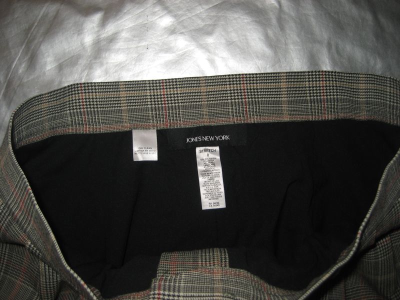 JONES NEW YORK HOUNDSTOOTH PLAID PANTS Slacks Size 8  