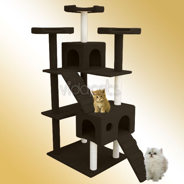 72 black Cat Tree Condo Furniture Scratch Post Pet House  