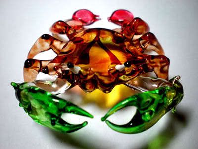 HAND MADE  Crab BLOWN GLASS FIGURINE  