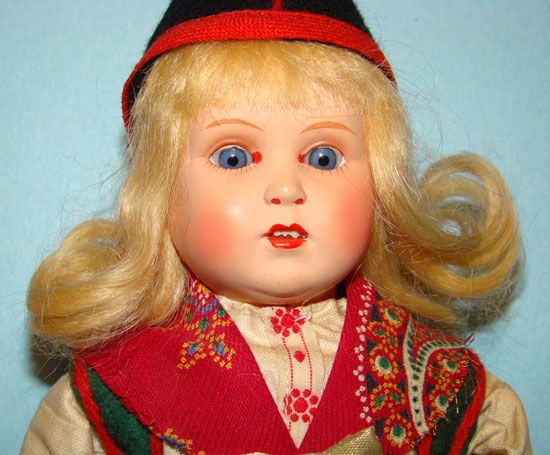 C1930s Sweden Swedish Costume Doll Rattvik Celluloid  