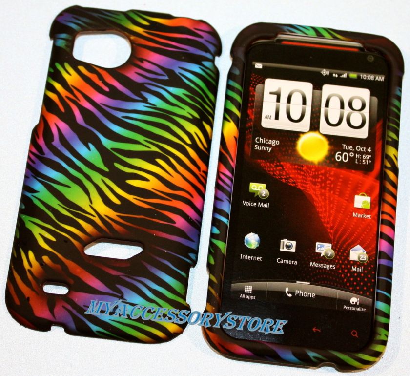   Rezound Zebra Colorful Rubberized Hard Shell Phone Case Cover  