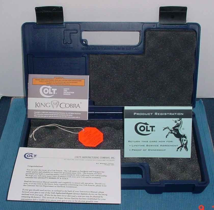 Colt King Cobra Box, Hang Tag , Manual & Colt Welcome  