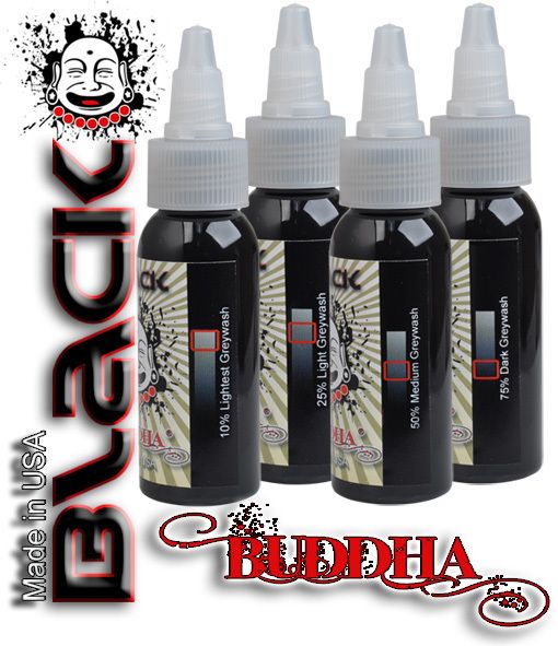 Black Buddha Shading Greywash Tattoo Ink Set 4 Shades Graywash Grey 