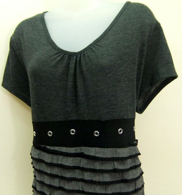 Womens Janeric Dress Dark Gray Ruffled Señorita XL  