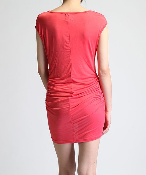   Silk Ruched MINI DRESS HOT Deep V Neck Draped Cocktail NEW  