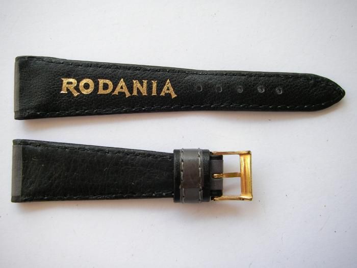 Rodania 70s black grey leather watch band  