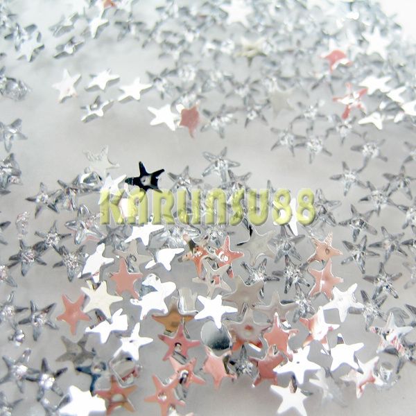 Clear Glitter Star Rhinestones Acrylic Nail Art 1000pc  