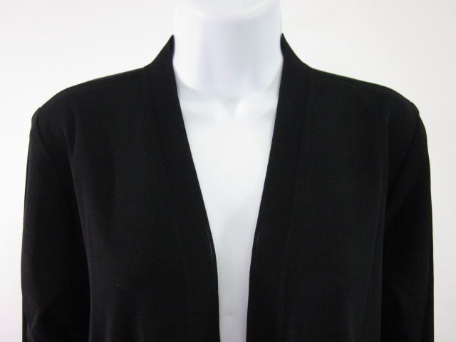   misook black open front knit cardigan in a size petite this cardigan