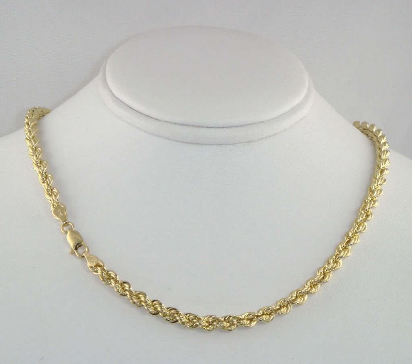 14K Yellow Gold Hollow Rope Chain Necklace 5mm 22  