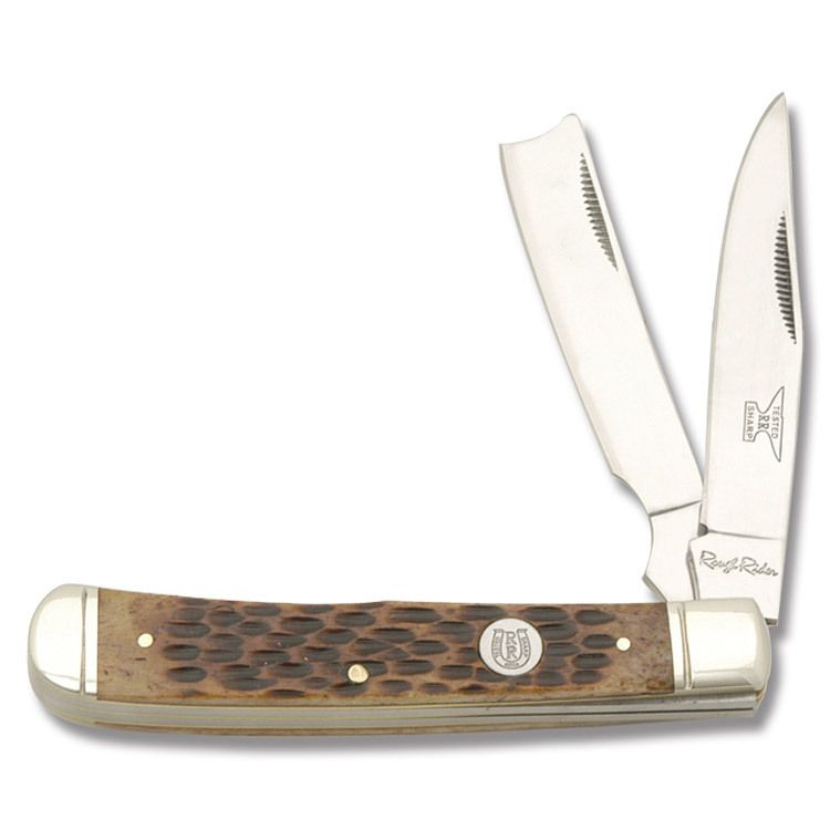 Rough Rider Razor Trapper with Brown Jigged Bone Handle Knife RR072 