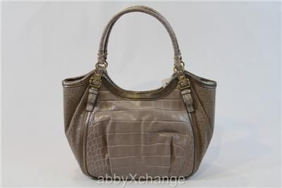 New COACH Madison ABIGAIL SPECTATOR Croc Embossed Leather Hobo Bag 