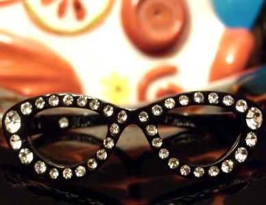 AUTH Betsey Johnson CRYSTAL PARIS CAT EYE GLASSES SUNGLASSES Dual 