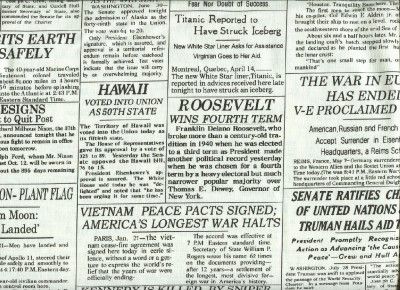 HISTORIC HEADLINES NEWSPAPER STORY Cotton Quilt Fabric  