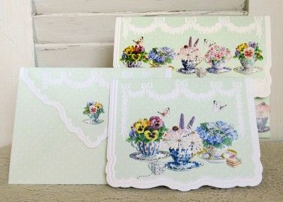 Carol Wilson Pansy Teacup Boxed Set 10 ct Note Cards 095372021050 