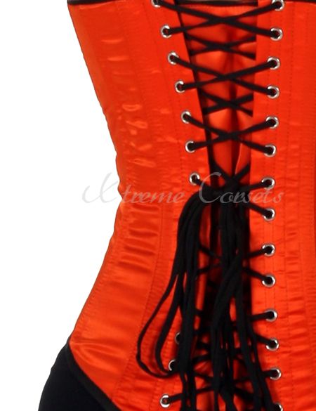   Halloween Orange Satin Boned Overbust Corset Tops Reenactment Attire