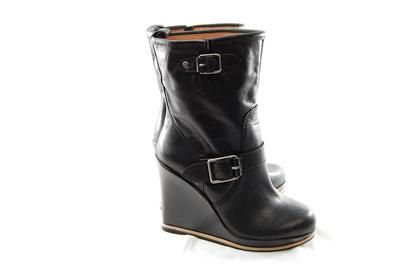 NEW AUTH Lucky Brand Tatum Cover Wedge Leather Boots Black 6 7  