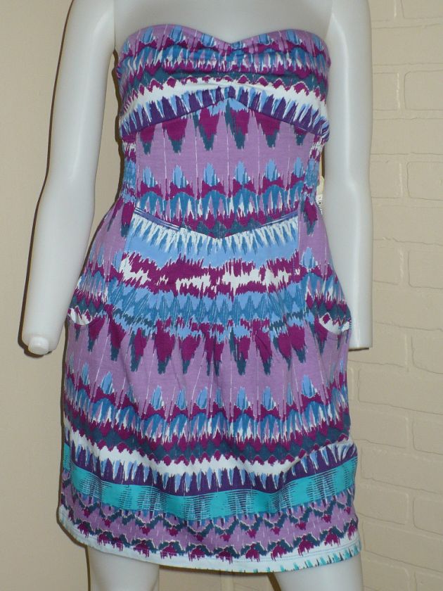 NEW BILLABONG RETRO BOHO ABSTRACT PRINT TUBE DRESS VINTAGE L  