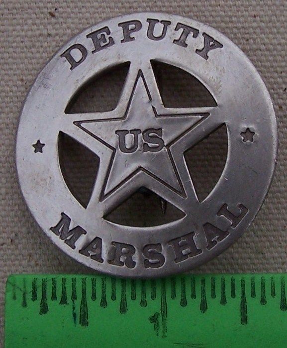 SASS OLD WEST SMALL DEPUTY US MARSHAL ROUND TIN BADGE  