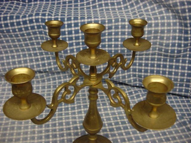 Vintage Solid Brass 5 Candle * Candelabra * Candlestick  