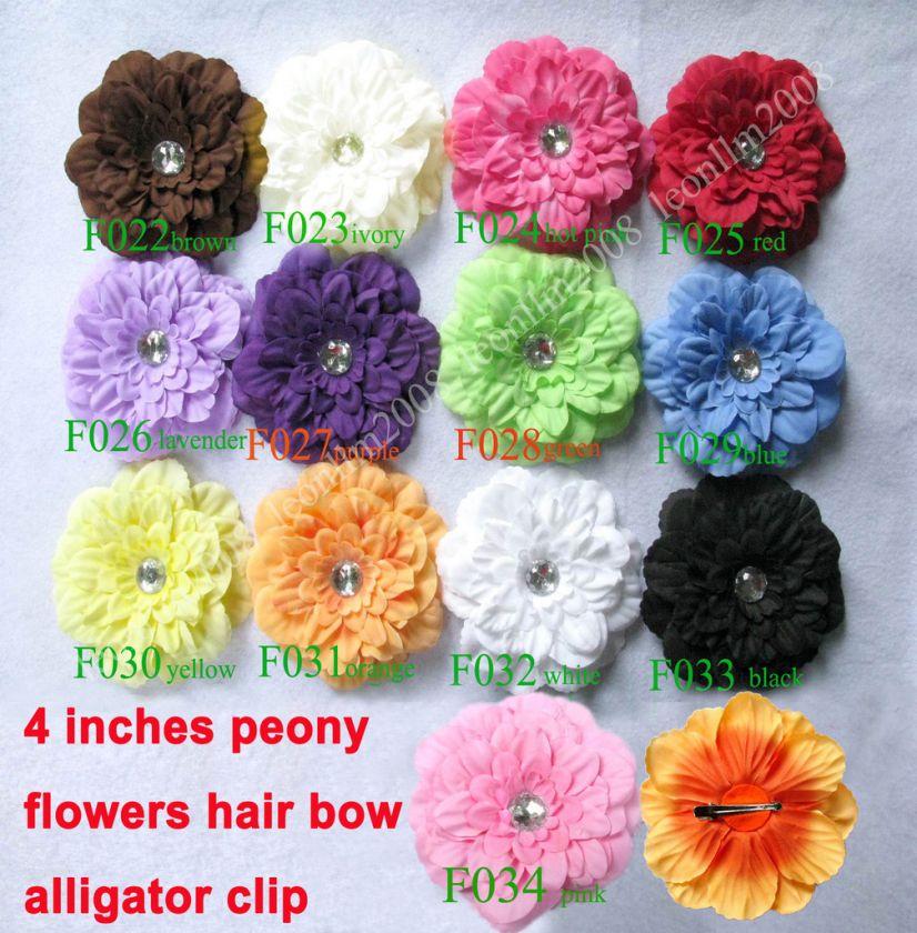 20 peony/daisy flower baby hair bows clip for headbands  