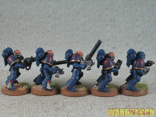 25mm Warhammer 40K WDS painted Crimson Fist Tactical Squad y38  