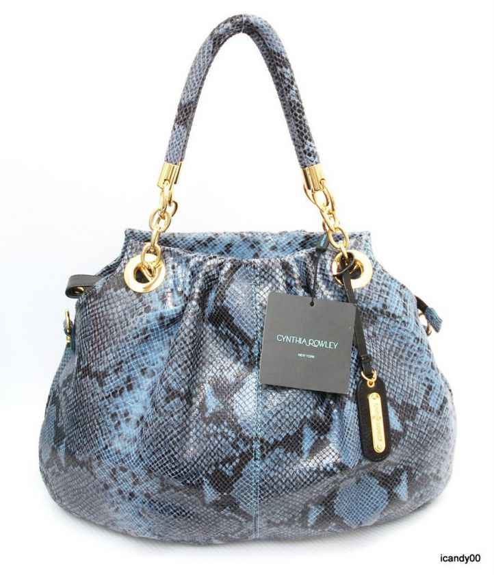 NWT CYNTHIA ROWLEY ~PYTHON SNAKE BAG TOTE HOBO ~BLUE  