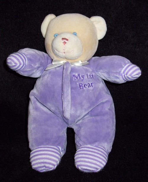Fiesta Baby PURPLE My 1st Teddy Bear Lovey Rattle Plush Stuffed Toy 10 