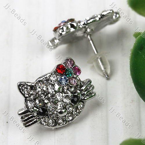 10pc Rainbow Crystal Hellokitty Earrings Ear Studs Gift  