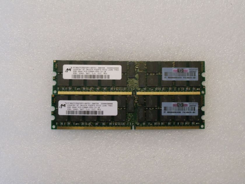 MICRON 4GB 2X2GB DDR2 PC2 5300 240Pin ECC REG SERVER RAM tested and 