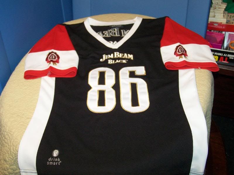 JIM BEAM BLACK Bourbon #86 Sewn Football JERSEY SM New  