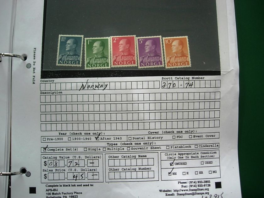 NORWAY, mostly MINT Stamps in 35+ APS Approval pages(binder not 