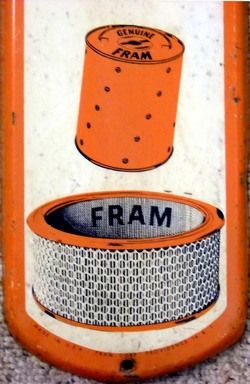 VINTAGE LARGE 38 FRAM FILTER SERVICE TIN THERMOMETER  