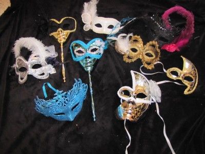 MARDI GRAS masquerade party favor weddings MASKS feathers and flowers 