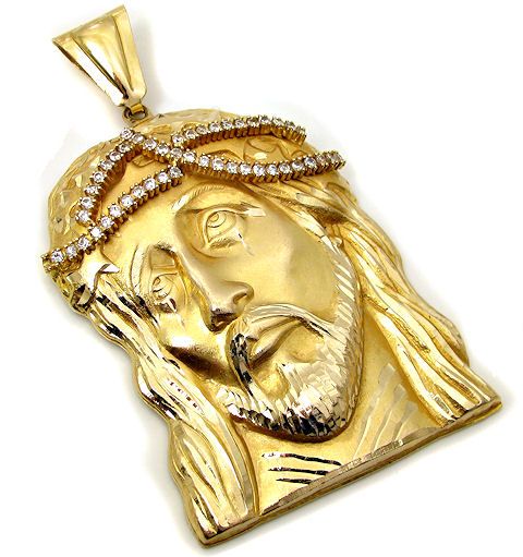 HEAVY SOLID 14K YELLOW GOLD 60.9 GRAM JESUS FACE CHARM  