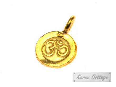 Karen Hill Tribe Silver  Gold vermeil OM Printed Flat Charm ,9mm 