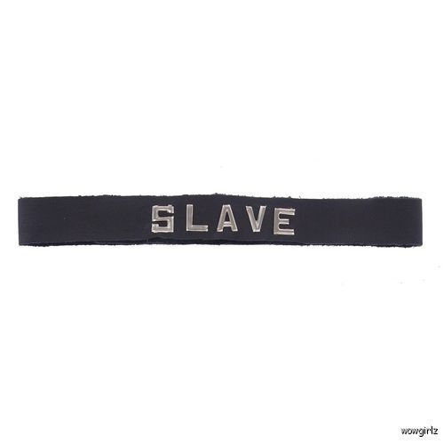 BLACK LEATHER  SLAVE  COLLAR   CHOKER  