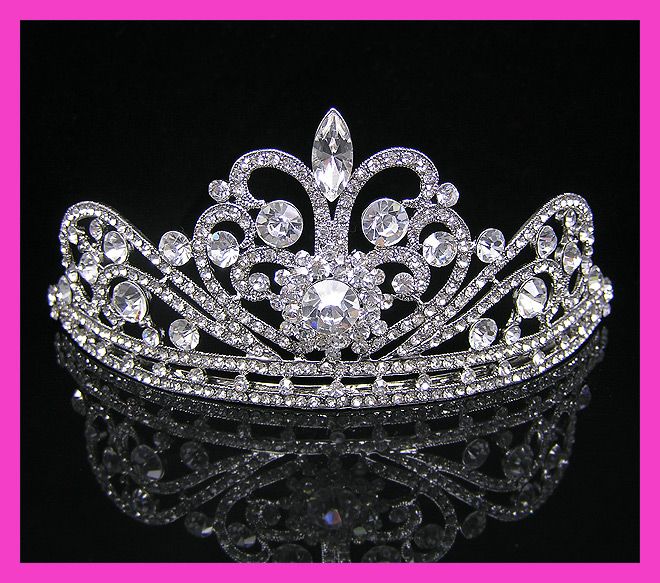 Wedding/Bridal crystal veil tiara crown headband CR211  