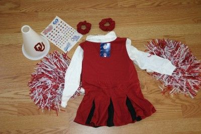 CHEERLEADER COSTUME OKLAHOMA SOONERS OU 5/6 POM POMS  