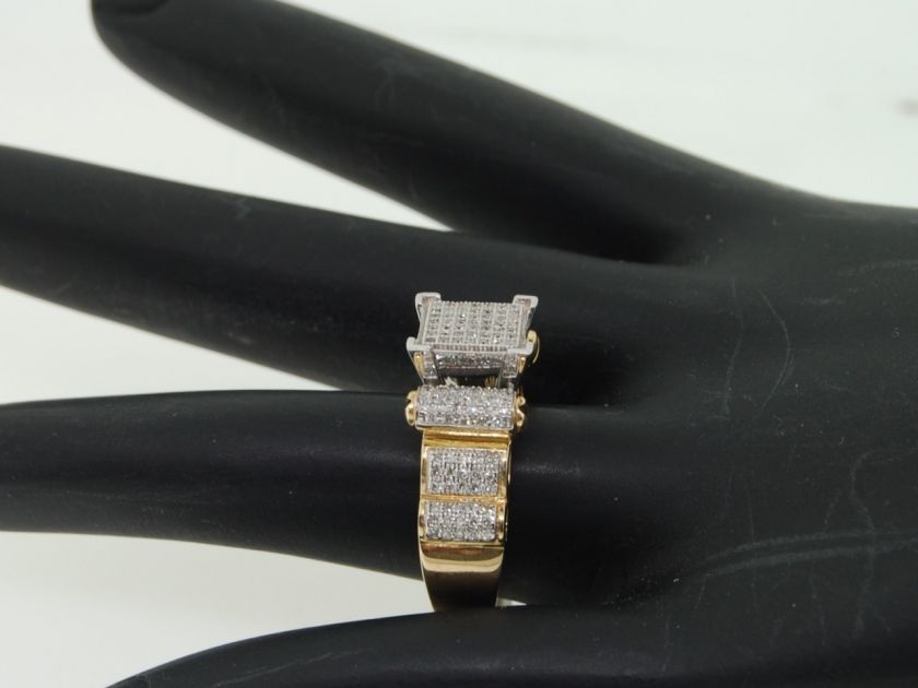 LADIES YELLOW GOLD PAVE .5C DIAMOND SQUARE FASHION RING  