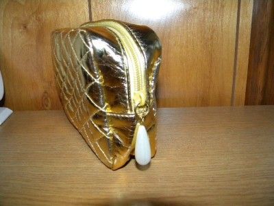 Avon Skin So Soft Gold Quilted Gold Cosmetic Makeup Bag Case New 