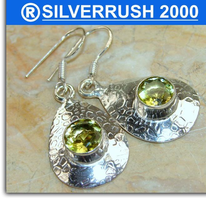 RARE CITRINE .925 SILVER EARRINGS ,SILVERRUSH2000;302  