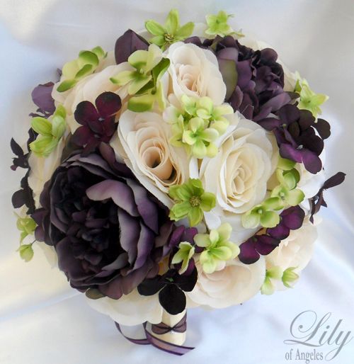   Bouquet Set Decoration Package Flower PLUM EGGPLANT GREEN  