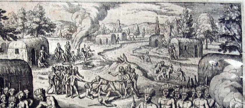 1593 (1631) Theodor De Bry CANNIBAL RITUALS Tupi Brazil  