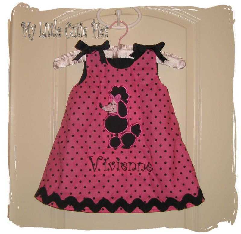 Custom Monogram Ooh La La Poodle Dress Hot Pink  