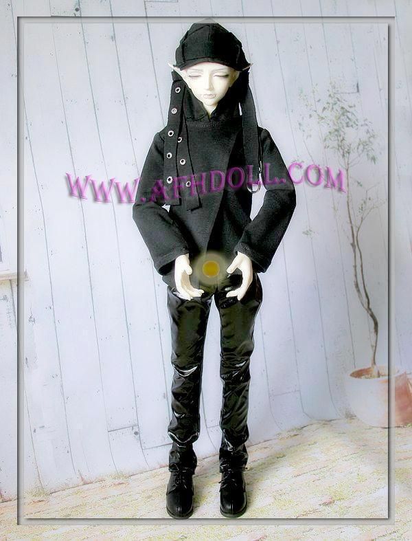 BJD Hoody T shirt lacing 1/4 MSD doll clothing black  