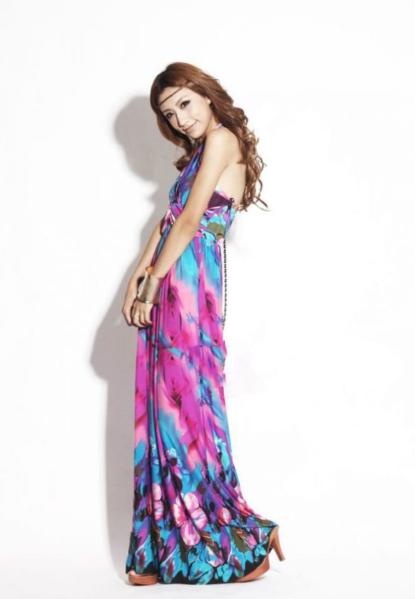   Beach Sundress Long Maxi Low Cut Deep V Neck Full Length Dress  