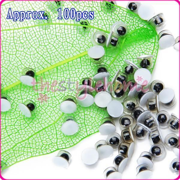Lot 100 Movable Black Wiggly Wiggle Eyes Doll Craft 3mm  