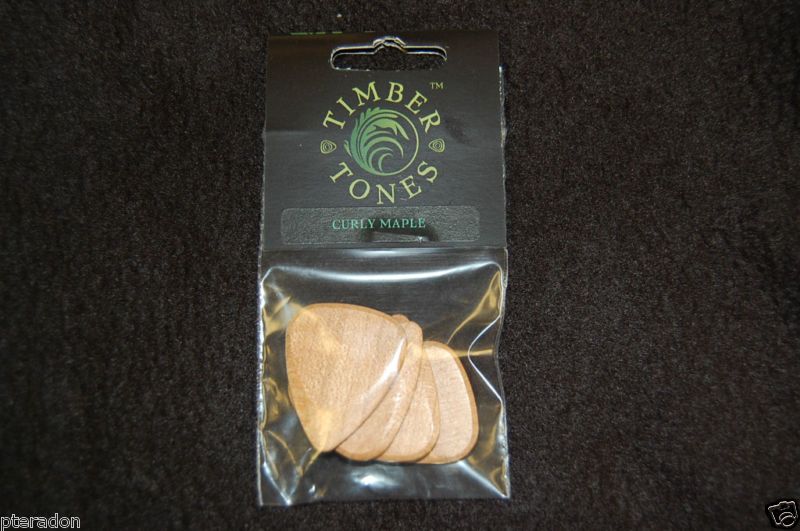 Timber Tones Wood Guitar Picks 4 pk Curly Maple  