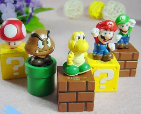 Super Mario Bros Brothers 5 pcs PVC Figure Cake topper  